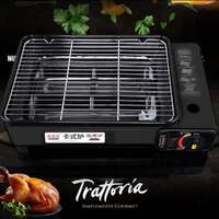 Portable Gas Stove Burner Butane BBQ Camping Gas Cooker With Non Stick Plate Black without Fish Pan and Lid