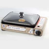 Portable Gas Burner Stove with Inset Non Stick Cooking Pan Cooker Butane Camping 35mm Cooking Pan