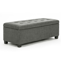 Storage Ottoman Stool 102cm Fabric DARK GREY