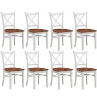 Lupin Dining Chair Set of 8 Crossback Solid Rubber Wood Furniture - White Oak