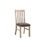 2x Wooden Frame Leatherette in Solid Acacia Wood & Veneer Dining Chairs in Oak Colour