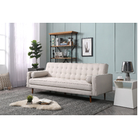 Sofa Bed 3 Seater Button Tufted Lounge Set for Living Room Couch in Fabric Beige Colour