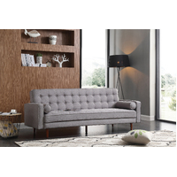 Sofa Bed 3 Seater Button Tufted Lounge Set for Living Room Couch in Fabric Grey Colour