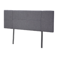 Linen Fabric Double Bed Headboard Bedhead - Grey