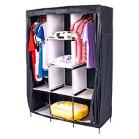 Large Portable Clothes Closet Canvas Wardrobe Storage Organizer with Shelves