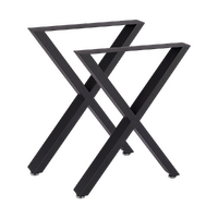 X-Shaped Table Bench Desk Legs Retro Industrial Design Fully Welded - Black