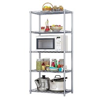 5 Tier Silver Metal Storage Rack Shelving Wire Shelf