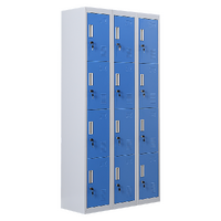 12-Door Locker for Office Gym Shed School Home Storage - Standard Lock with Keys