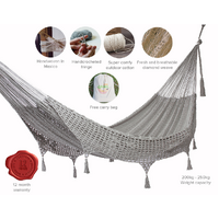 Outdoor undercover cotton Mayan Legacy hammock with hand crocheted tassels King Size Dream Sands