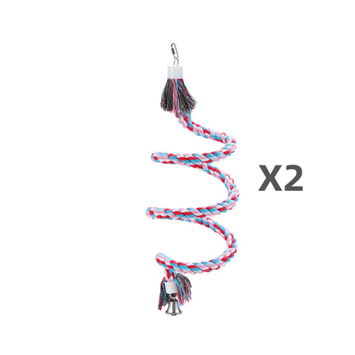 YES4PETS 2 x XL Interactive Rope Spiral Toy Bird Parrot Parakeet Cockatiel Budgie