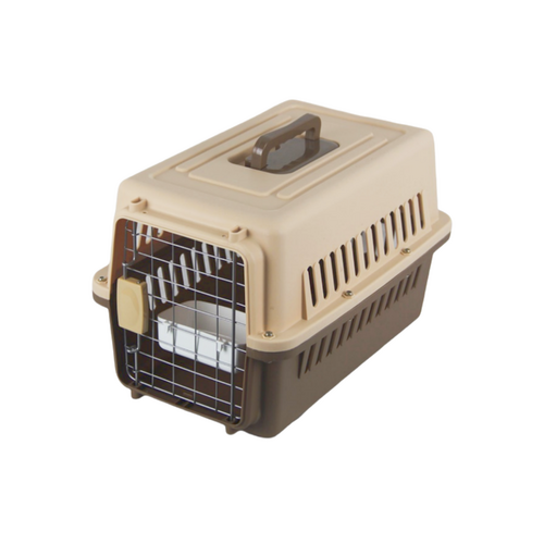 YES4PETS Small Dog Cat Rabbit Crate Pet Carrier Airline Cage With Bowl and Tray-Brown