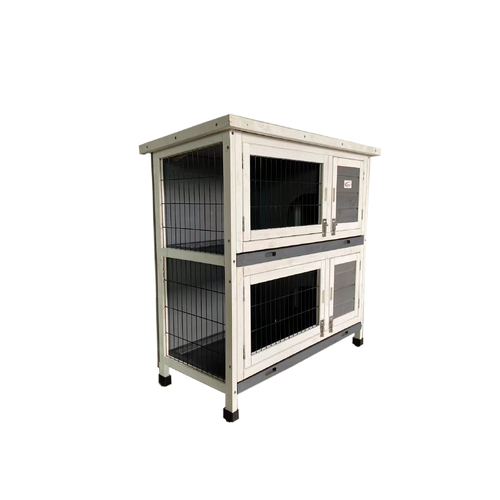 YES4PETS Large Double Storey Rabbit Hutch Guinea Pig Ferret Cage Grey