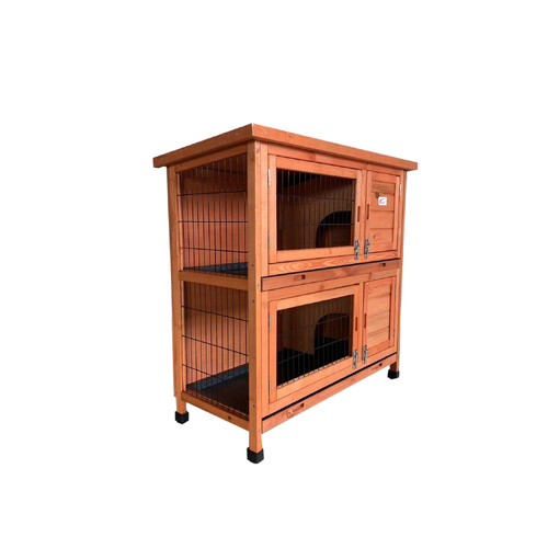 YES4PETS Large Double Storey Rabbit Hutch Guinea Pig Ferret Cage Brown