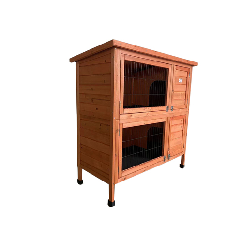 YES4PETS Large Double Wooden Pet Rabbit Hutch Guinea Pig Ferret Cage