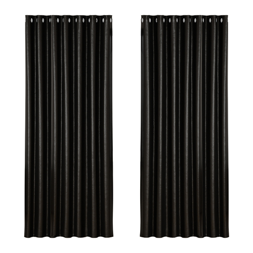 Artiss 2X Blockout Curtains Eyelet 240x230cm Black Shine