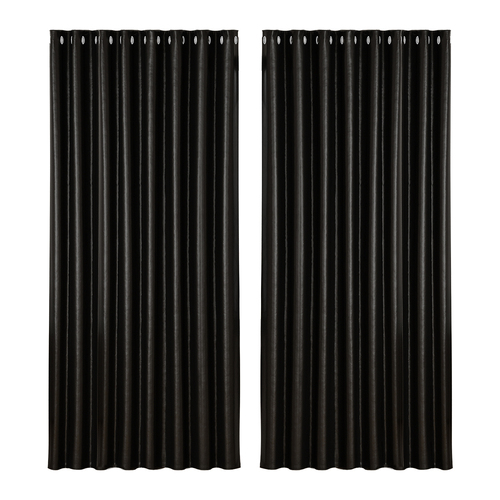 Artiss 2X Blockout Curtains Eyelet 300x230cm Black Shine