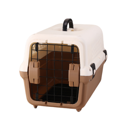 YES4PETS Portable Plastic Dog Cat Pet Pets Carrier Travel Cage With Tray-Brown