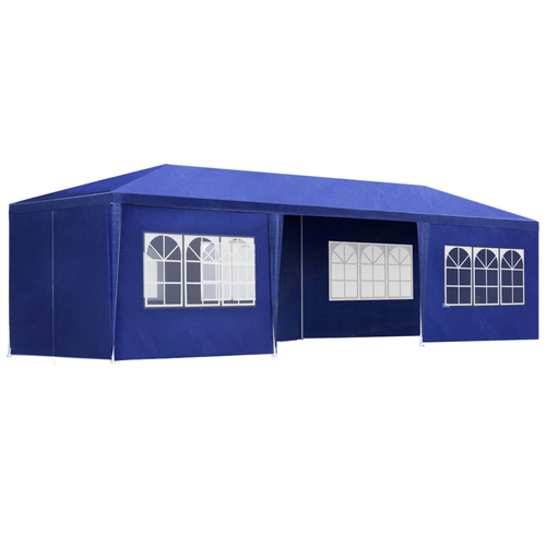 Instahut Gazebo 3x9m Marquee Wedding Party Tent Outdoor Camping Side Wall Canopy 8 Panel Blue