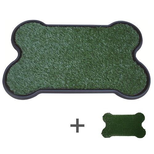 YES4PETS Dog Puppy Toilet Grass Potty Training Mat Loo Pad Bone Shape Indoor with 2 grass