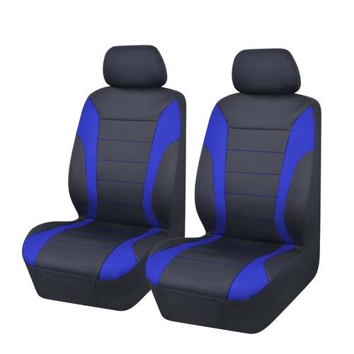 Universal Ultra Light Neoprene Front Seat Covers Size 30/35 | Black/Blue