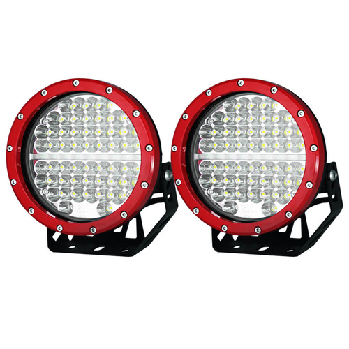 Pair 7inch 590w Cree Round LED Driving Lights Work Spotlights 12V 24V Red