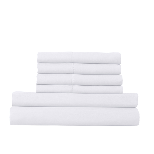 Royal Comfort 1500 Thread Count 6 Piece Cotton Rich Bedroom Collection Set - King - White