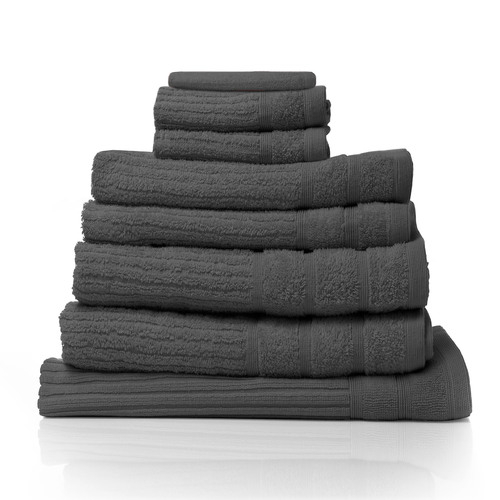 Royal Comfort Eden Egyptian Cotton 600GSM 8 Piece Luxury Bath Towels Set - Granite