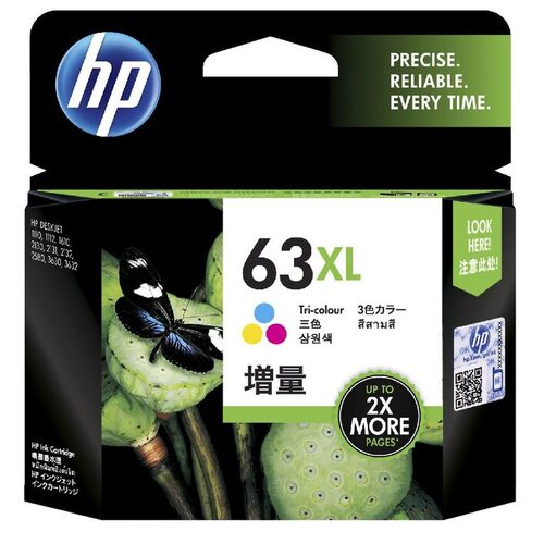 HP 63XL HIGH YIELD TRI-COLOR ORIGINAL INK CARTRIDGE