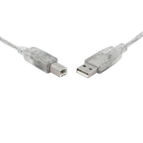 8WARE USB 2.0 Cable 5m A to B Transparent Metal Sheath UL Approved