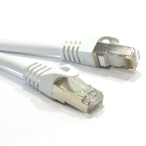 ASTROTEK CAT6A Shielded Cable 1m Grey/White Color 10GbE RJ45 Ethernet Network LAN S/FTP LSZH Cord 26AWG PVC Jacket