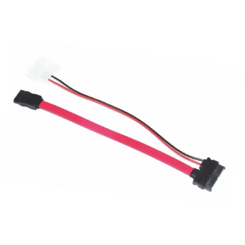 ASTROTEK Slim SATA Cable 50cm + 10cm 6 pins + 7 pins to 4 pins + 7 pins Red Colour