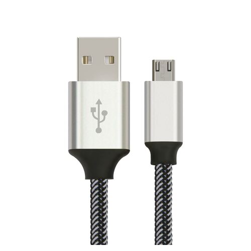 ASTROTEK 2m Micro USB Data Sync Charger Cable Cord Silver White Color for Samsung HTC Motorola Nokia Kndle Android Phone Tablet & Devices