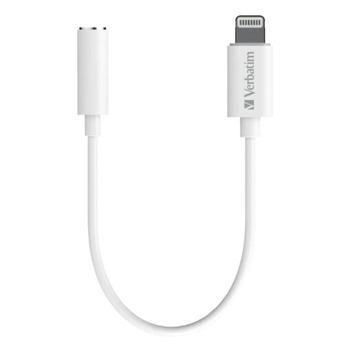 VERBATIM USB-C to 3.5mm Headphone Jack 10cm - White