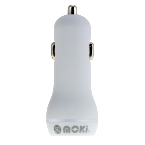 MOKI Dual USB Car Charger - White