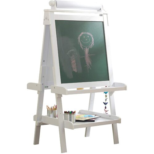 White Deluxe Wood Easel set for kids