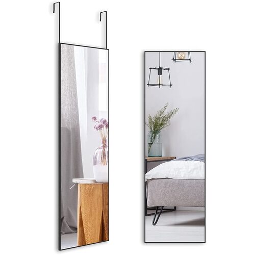 Full-Length Door Mirror Long Standing for Bedroom and Bathroom (152 x 46cm, Black)