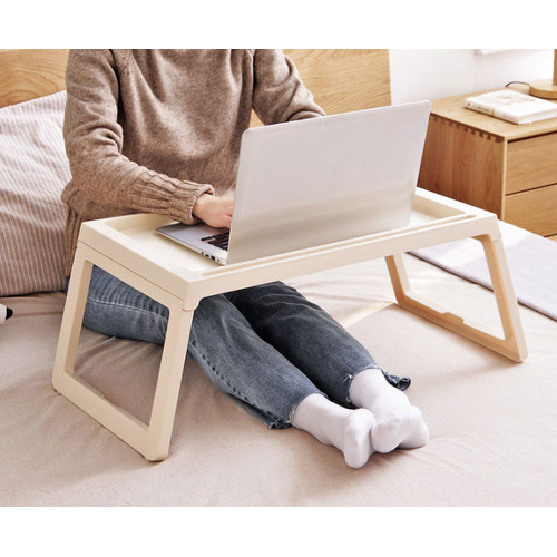 Multifunction Laptop Bed Desk with foldable legs for Home Office (White)