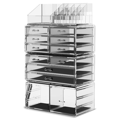 Makeup Cosmetic Organizer Storage with 12 Drawers Display Boxes (Clear)