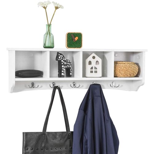 White Wall Shelf Coat Rack