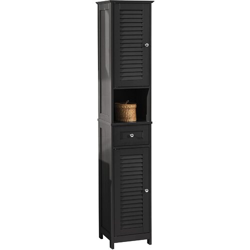 Freestanding Tall Bathroom Cabinet 170 x 32 x 30 cm (Black)