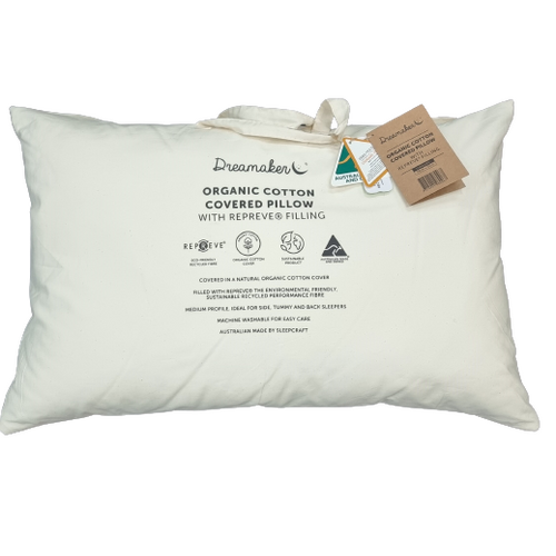 Dreamaker Organic Cotton Covered Pillow with Repreve