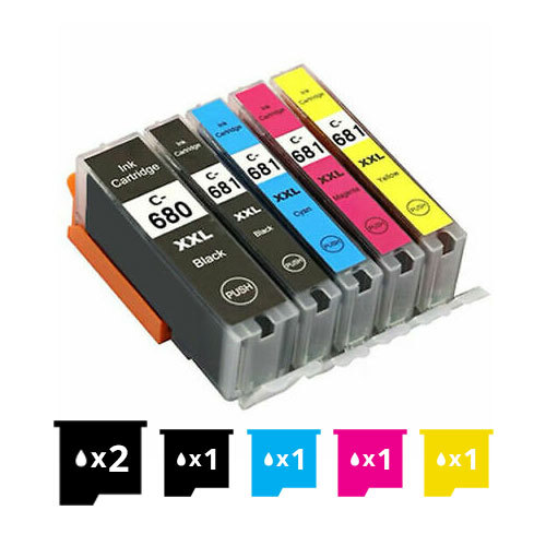 Compatible 24 Pack Canon PGI-680XXL CLI-681XXL Extra High Yield Compatible Inkjet Cartridges Combo [4BK,4PBK,4C,4M,4Y,4PB] - for use in Canon Printers