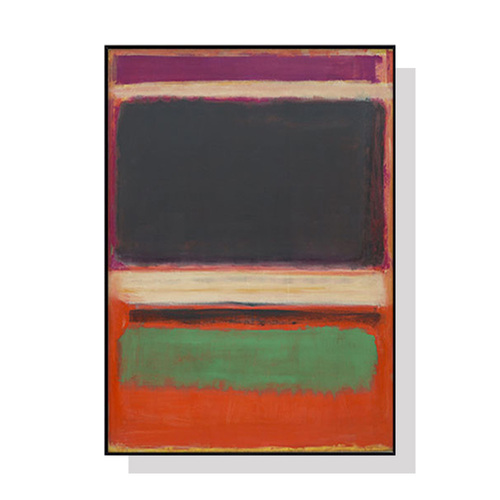 Wall Art 50cmx70cm Black Orange Green By Mark Rothko Black Frame Canvas