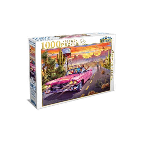 Route 66 Pink Convertible 1000 Piece Puzzle