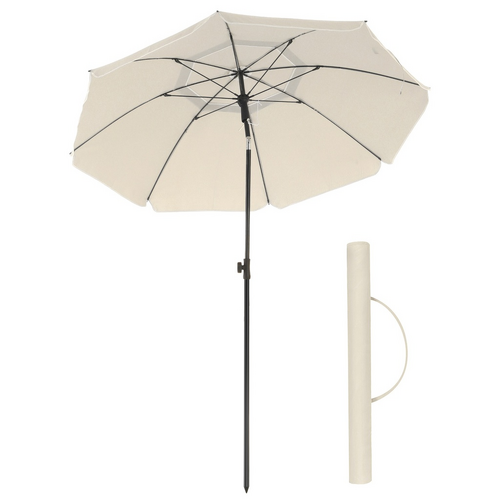 SONGMICS Beach Umbrella Portable Octagonal Polyester Canopy Beige