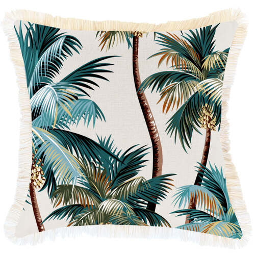 Cushion Cover-Coastal Fringe Natural-Palm Trees Natural-45cm x 45cm