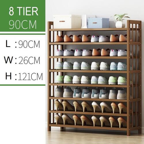 8 Tier Tower Bamboo Wooden Shoe Rack Corner Shelf Stand Storage Organizer