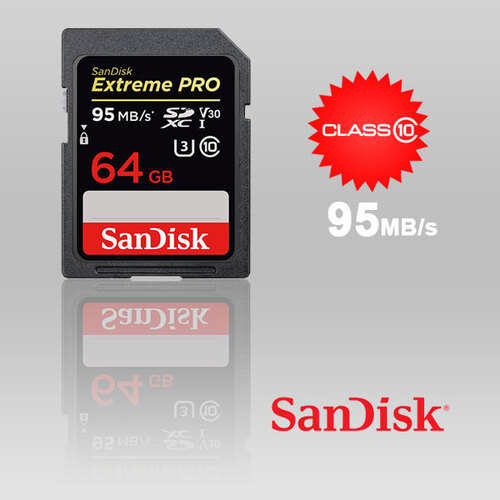 Карта памяти sdxc sandisk 64gb extreme pro uhs i u3 v30