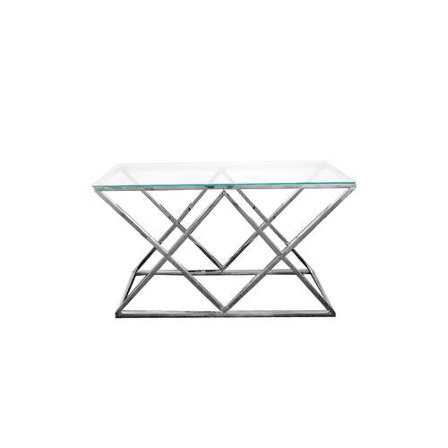 Alsea Console Table Silver Base - Clear Glass