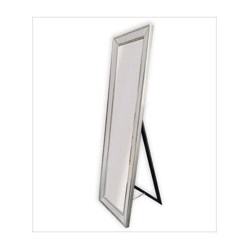 Silver Beaded Framed Mirror - Free Standing 50cm x 170cm